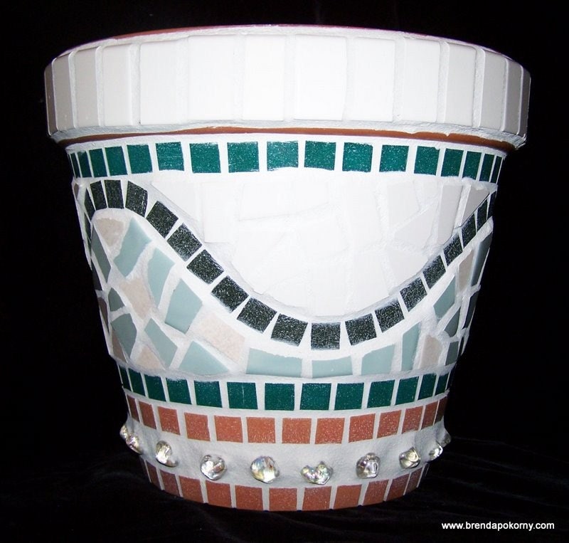 Naples Mosaic Flower Pot Large Terracotta Planter Beads & Pieces MOP7021