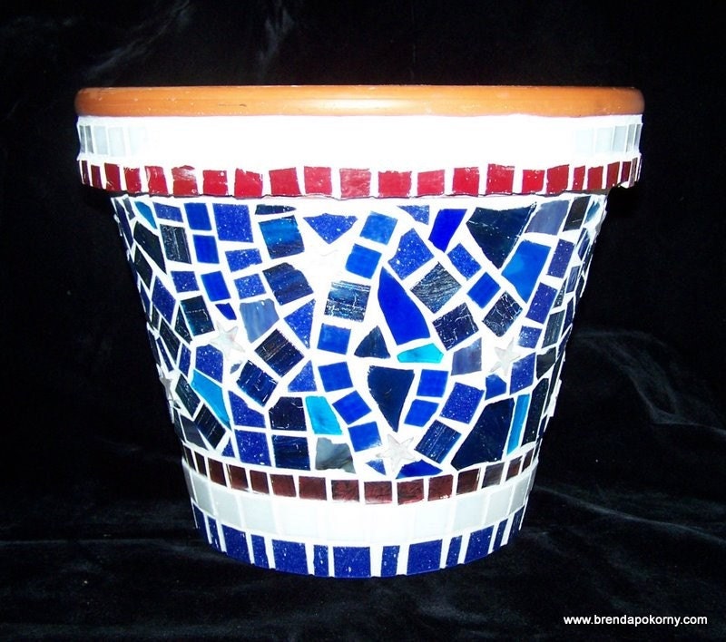 Fireworks Mosaic Flower Pot