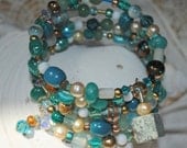 A Day at the Spa Beaded Bangle Bracelet with crystal and semi precious stones  BPB1062