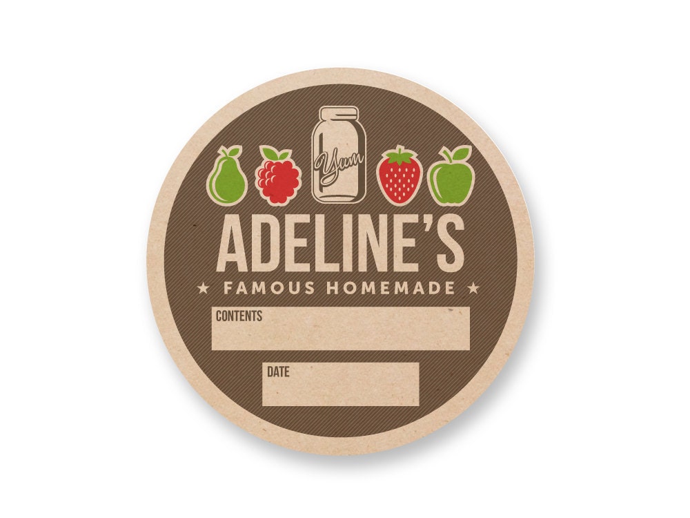 2 in Mason Jar Labels for Regular Mouth Jars / Personalized / Set of 40 Rustic Kraft Labels