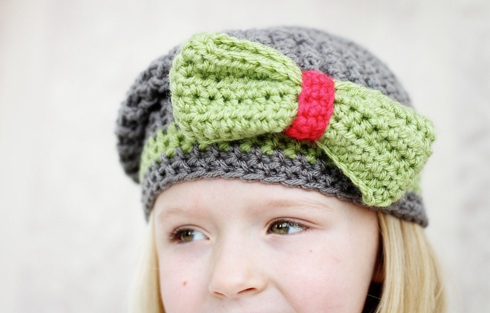Slouchy Beret with Big Bow