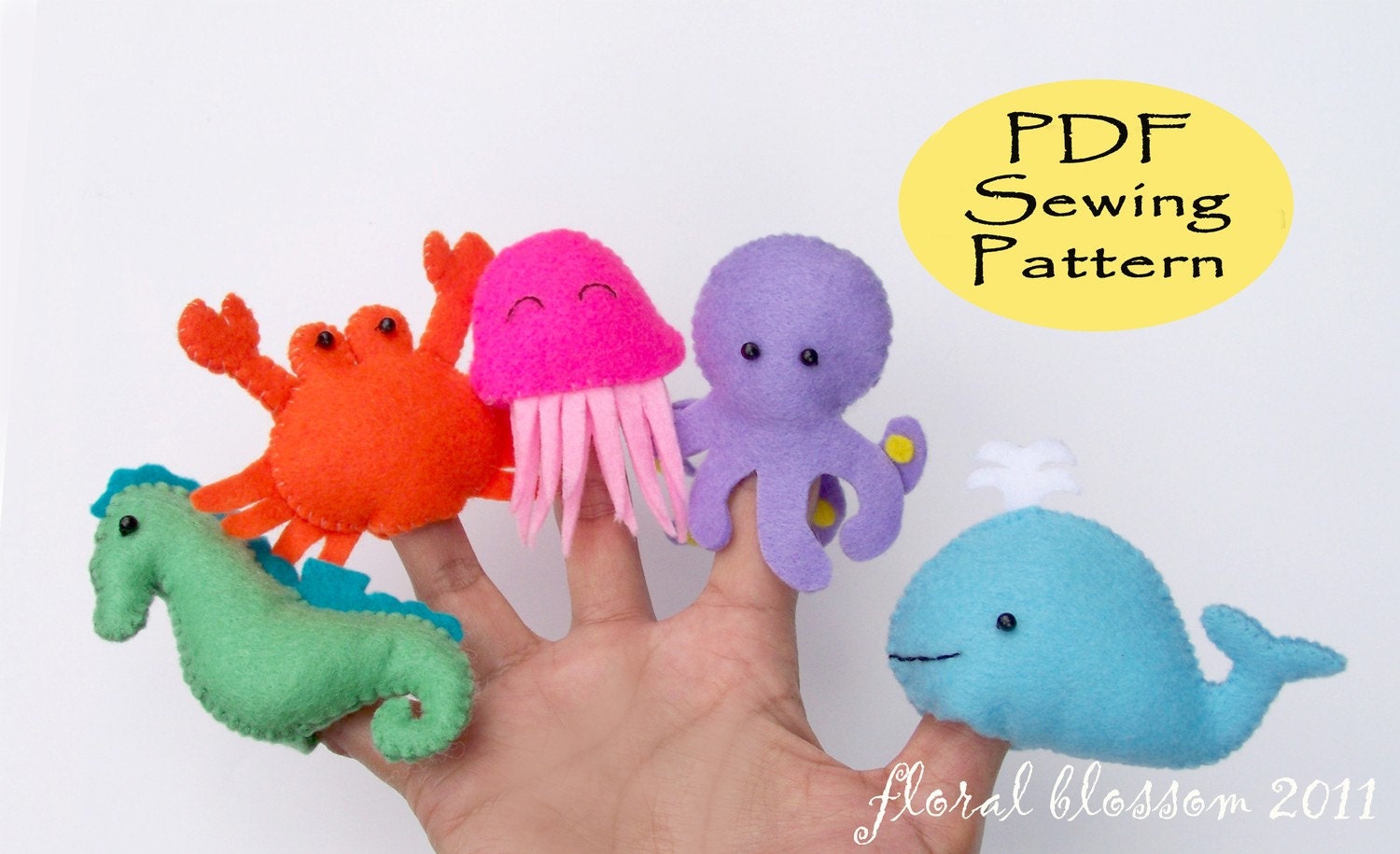 PDF Pattern: Sea Creatures Felt Finger Puppets