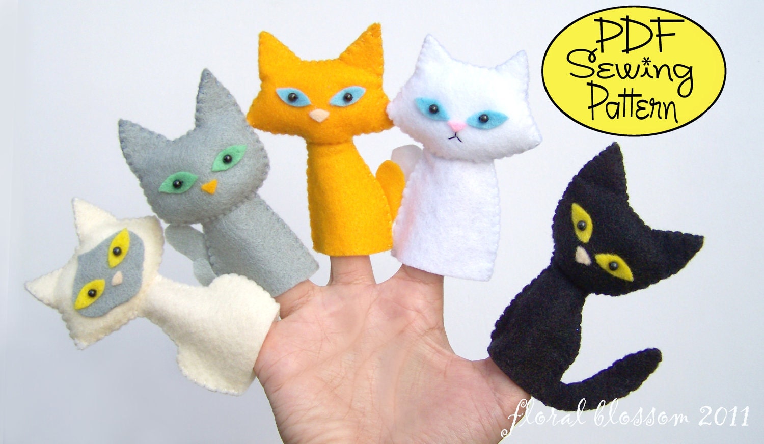 PDF Pattern: Cat Gang Felt Finger Puppets