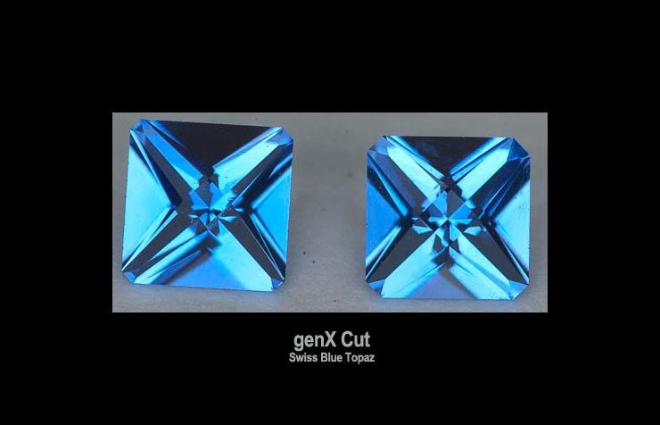 Swiss Blue Topaz GenX Cut Pierced Earrings