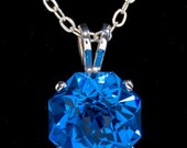 Blue Quartz  Rose Petal Cut Sterling Silver  pendant