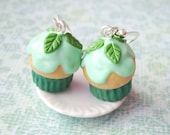 Mint cupcake earrings