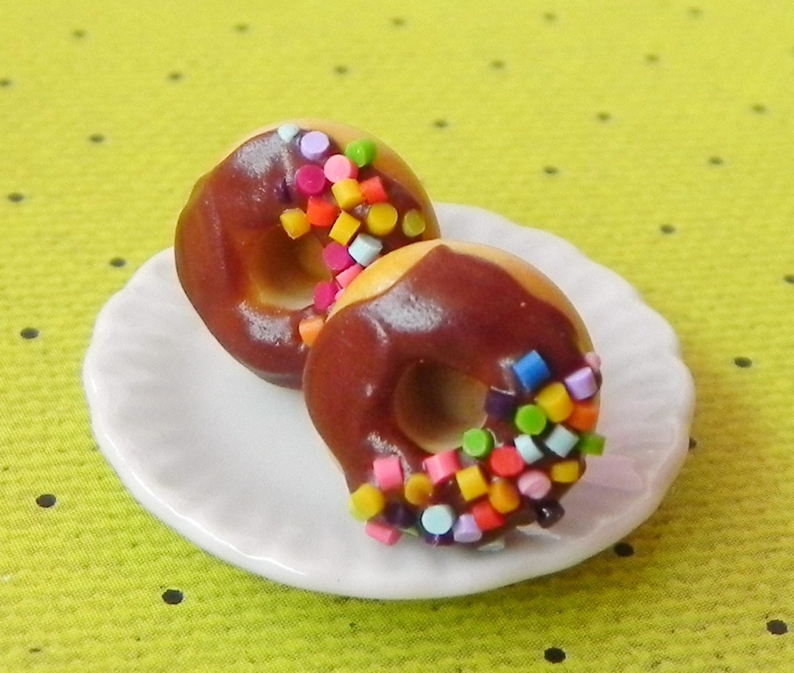 Chocolate donut post earrings