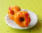 Orange donut post earrings