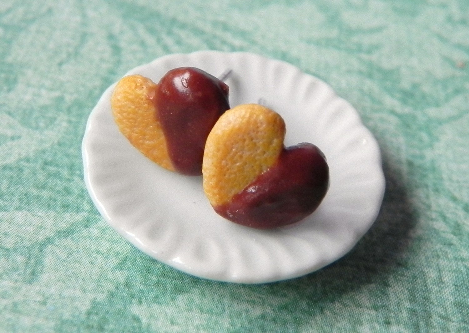 Chocolate dipped heart cookie post earrings