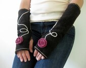 Custom (from your wool/cashmere sweater) Felted Fingerless Gloves