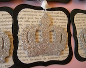 Crown Tags - Royal - Glitter Crown - Silver and Black