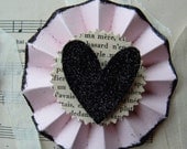 Black Glittery Heart Medallion Tags ... set of 6