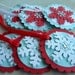 Snowflake Tags (red / aqua / white) ... set of 6
