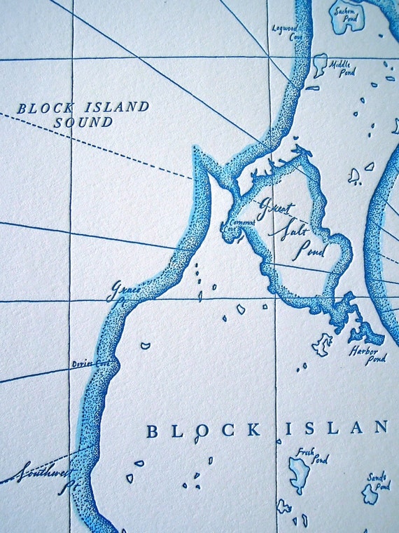 Block Island, Letterpress printed map