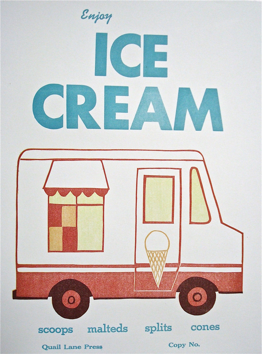 Enjoy, Ice Cream, Letterpress poster