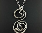 Wire wrapped necklace, wire wrapped jewellery, scroll pendant, sterling silver jewelry, wire wrapped jewellery, handmade, coiled wire