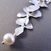 Bridesmaid Necklace, Silver Orchid Flowers with Freshwater Pearls, Bridal, Wedding Jewelry, Lariat Style Necklace