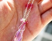 Pink Cubic Zirconia  and Swarovski Crystal Necklace