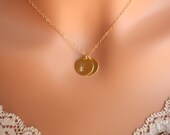Initial discs necklace - personalized monogram necklace,  14K Gold Filled chain, mom mothers day gift, daughter sister wife necklace