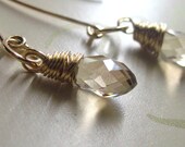 Champagne Crystal faceted briolettes in 14kt Gold fill - Bridesmaid Gifts - Wedding Jewelry - Gold earrings