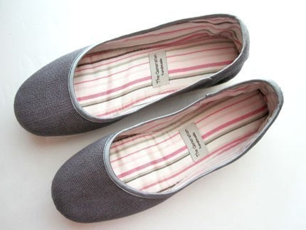 Eco-chic Handmade Vegan Flats in Grey - 910A