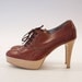 beatiful burgundy lace up oxford Platform Clog heel 38