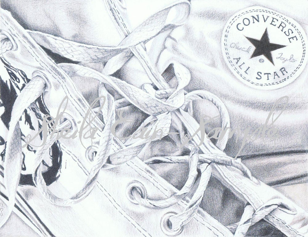 Converse with Me - 4x6 (10cm x 15cm) print of orginal graphite drawing