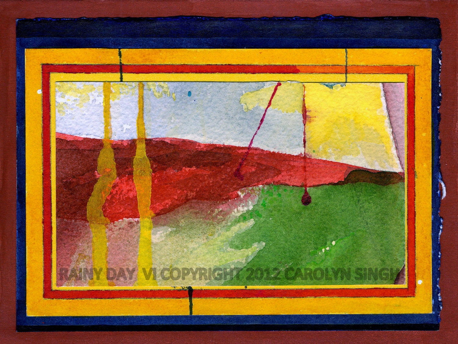 Rainy Day VI - Art card,  blank card, note card, paper goods, abstract, landscape, envelope, home decor, print, watercolor