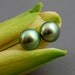 Irma - pearl earrings, large pearls, button pearls, stud earrings, pistachio, gift, earrings, fashion, gold, pearl jewelry