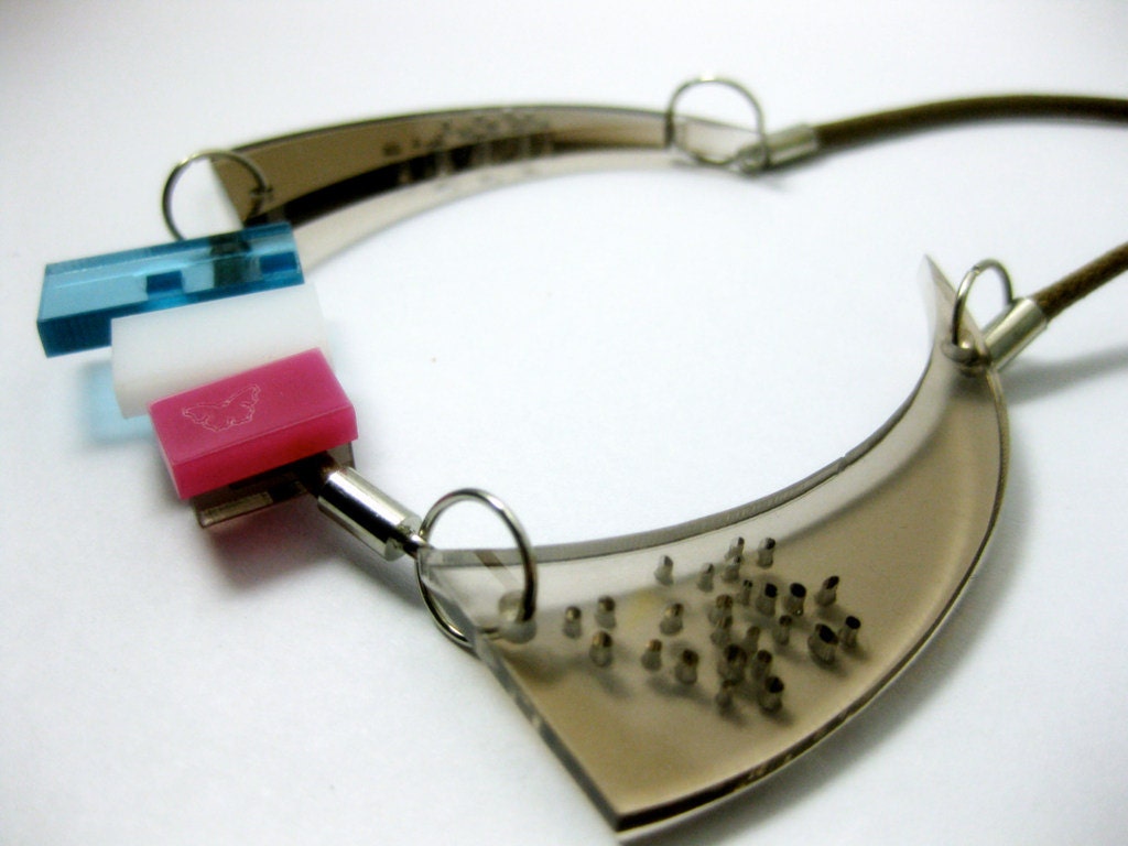 CUSTOM moon necklace - geometric art jewelry - laser cut plexiglass