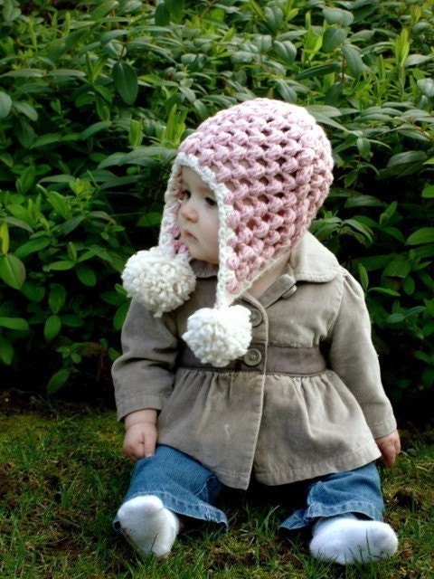 Pink Organic Crochet Pom-Pom Hat