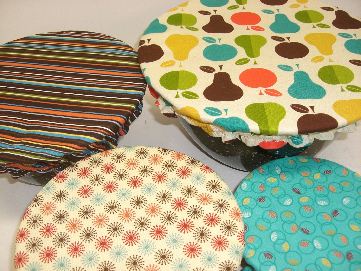 Custom order for Jessie, 6- 3.5 and 1-10.5 covers, Bowl cover,  Reusable Bowl Covers, Eco Friendly, ready to ship