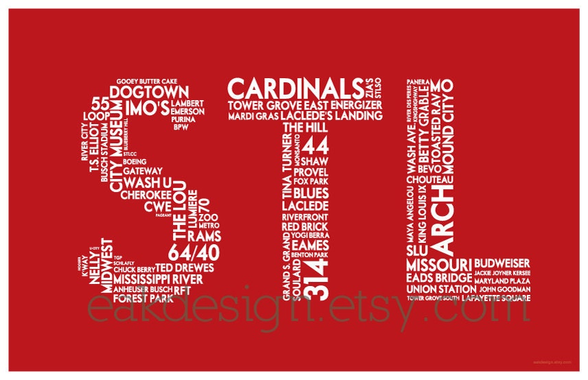 STL Print - 11 x 17 Red Poster (St. Louis MO)