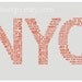 NYC Dictionary (11 x 17 New York City Word Cloud Poster in Gray and Red)
