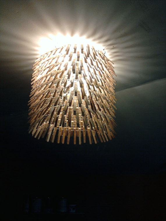 Clothes Pin Chandelier - Light - Clothes Pins Lamp Cover - Fixture