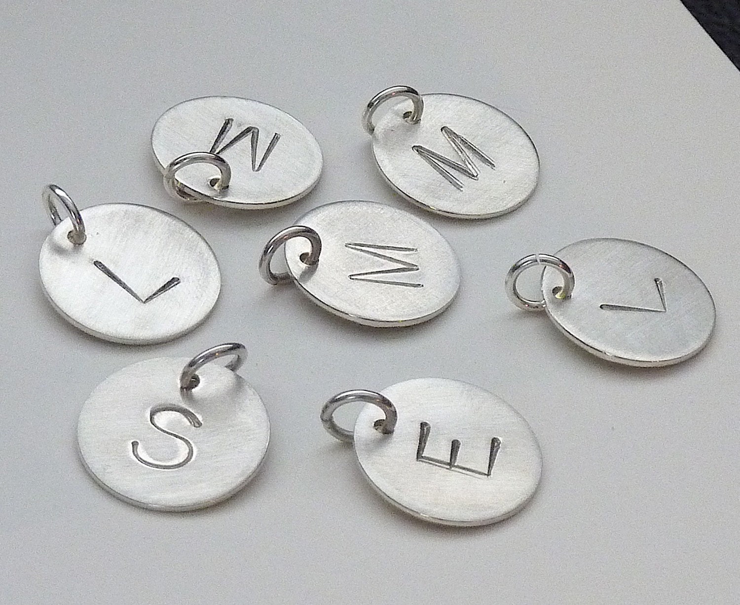 Sterling Silver Initial Charms, Initial Charms, Hand stamped Jewelry by m. frances
