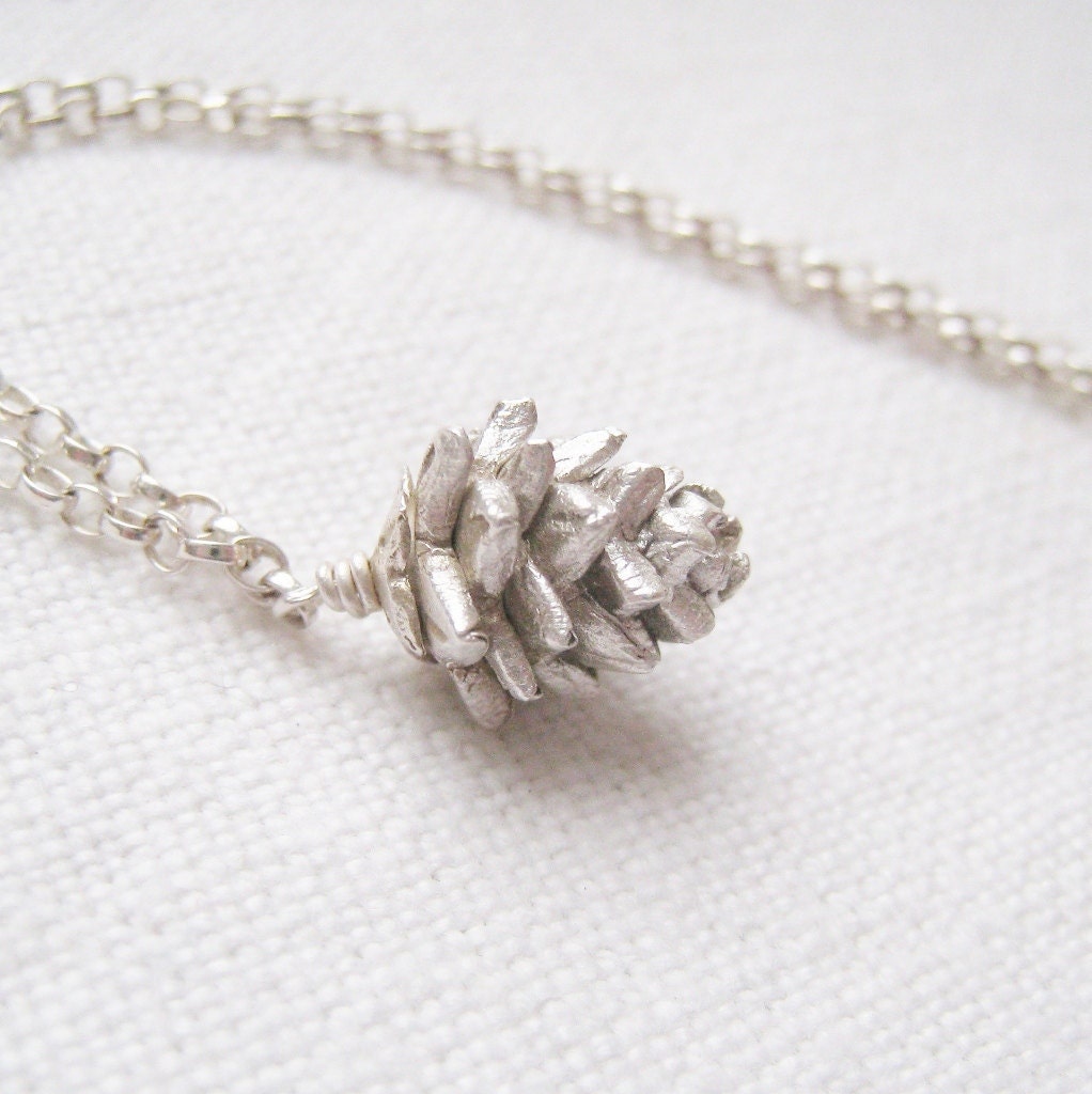 Fine silver pinecone necklace