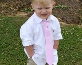Baby Boys Tie - Fuchsia Seersucker - Hot Pink & White Stripes