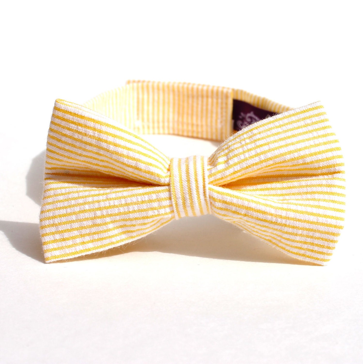 Baby Boy's Bow Tie - Yellow Seersucker Stripe