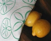 Sand Dollar Tea Towel- Organic Linen- Screen Printed Dish Towel