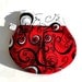 Coin purse small clutch bag, red black white, zip top closure coin purse bright modern