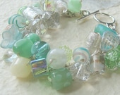 Beach Wedding Jewelry - Sea Foam, Aqua, Blue Green,  White, Bridal, Bridesmaid Statement Bangle Bracelet, OCEAN SIDE, Sereba Designs Etsy