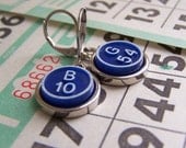 Repurposed Vintage Bingo Marker Earrings Blue