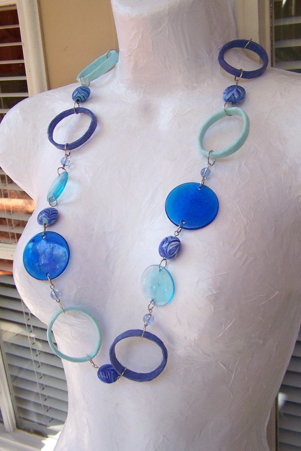 Repurposed Sea and Sky Vintage Circles Necklace