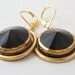 Black and Gold Vintage Cabochon Earrings