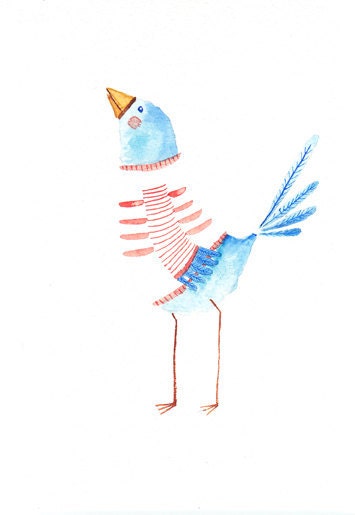 Sailor Bird Watercolor Print