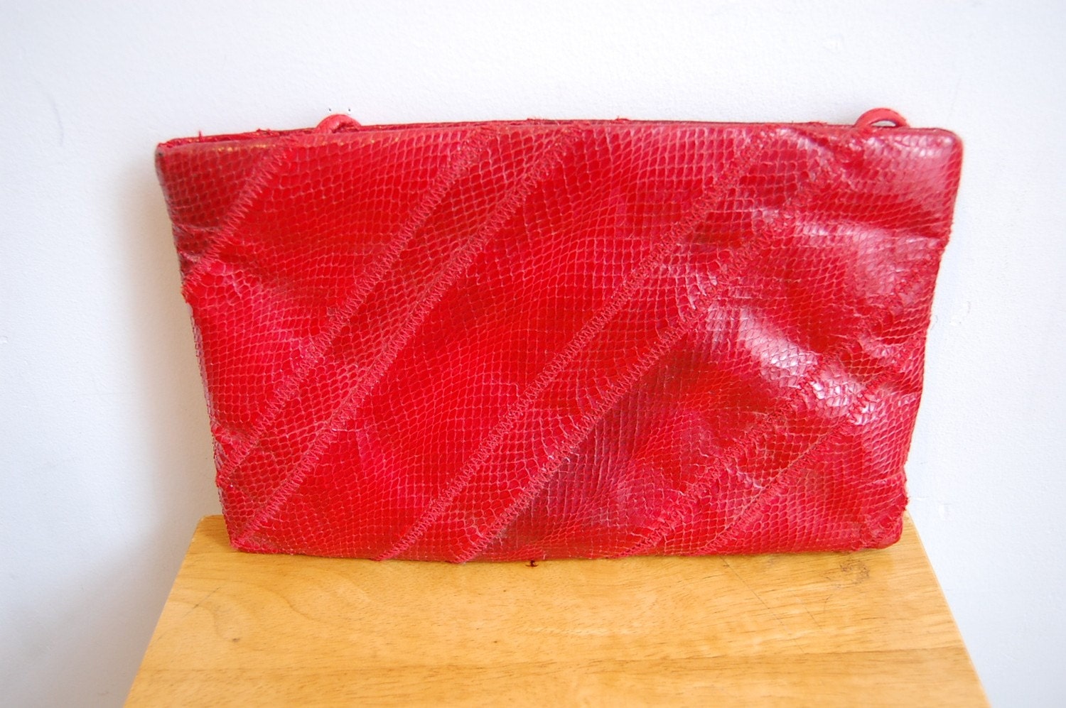 Vintage Red Leather and Snake Skin Purse