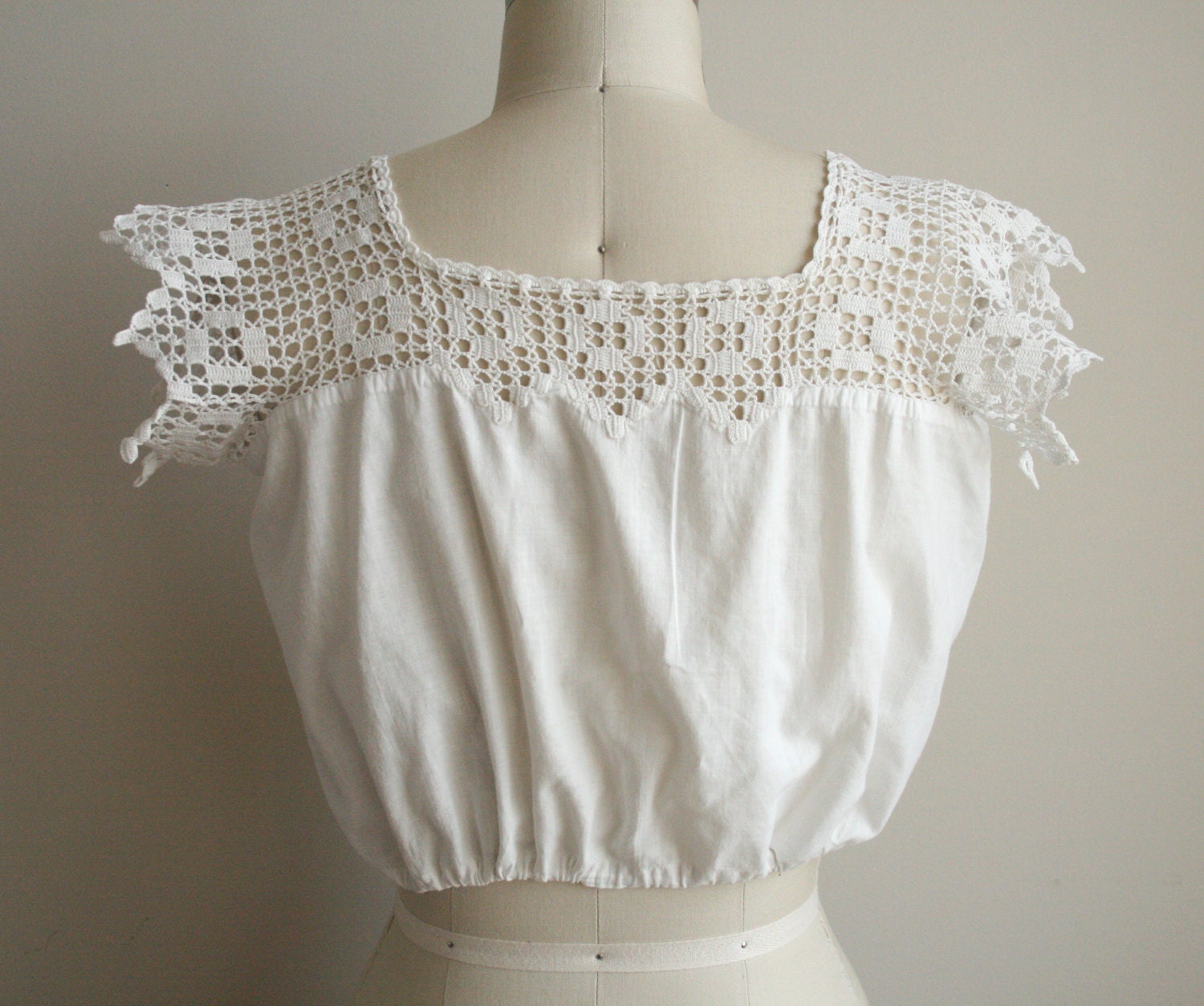Edwardian Crochet Lace Crop Top - 1800s Corset Cover