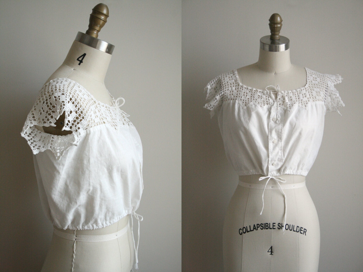 Edwardian Crochet Lace Crop Top - 1800s Corset Cover
