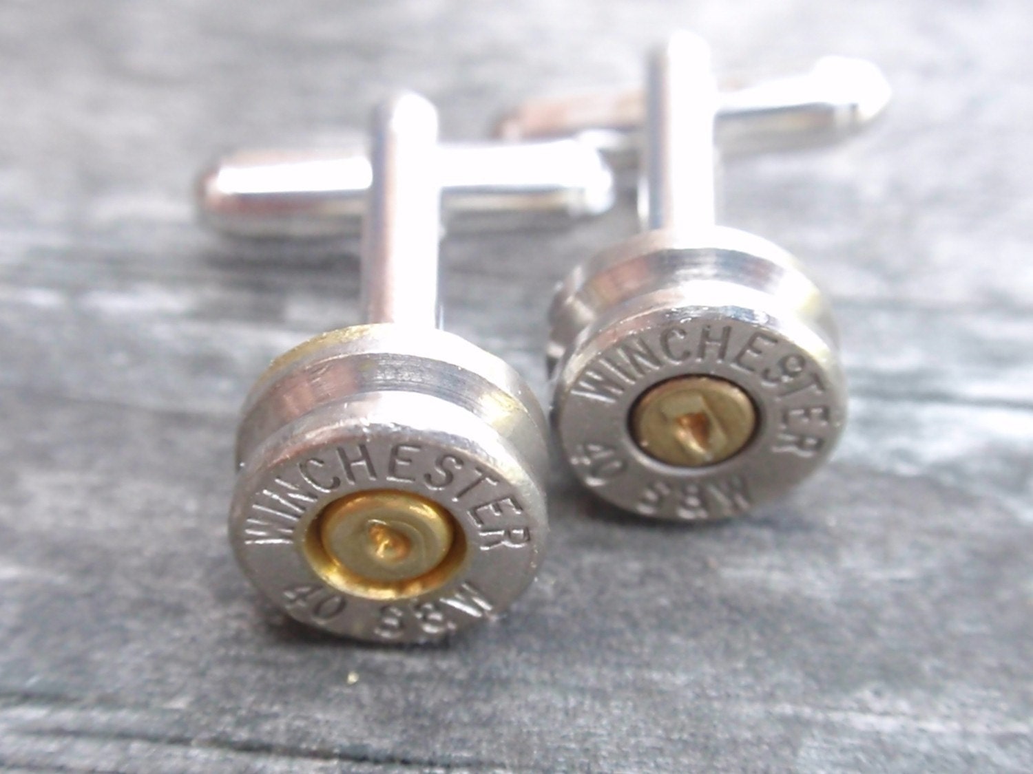 Bullet Shell Cufflinks 40 Cal... Premium Bullet casing Cufflinks  Two Tone silver and gold